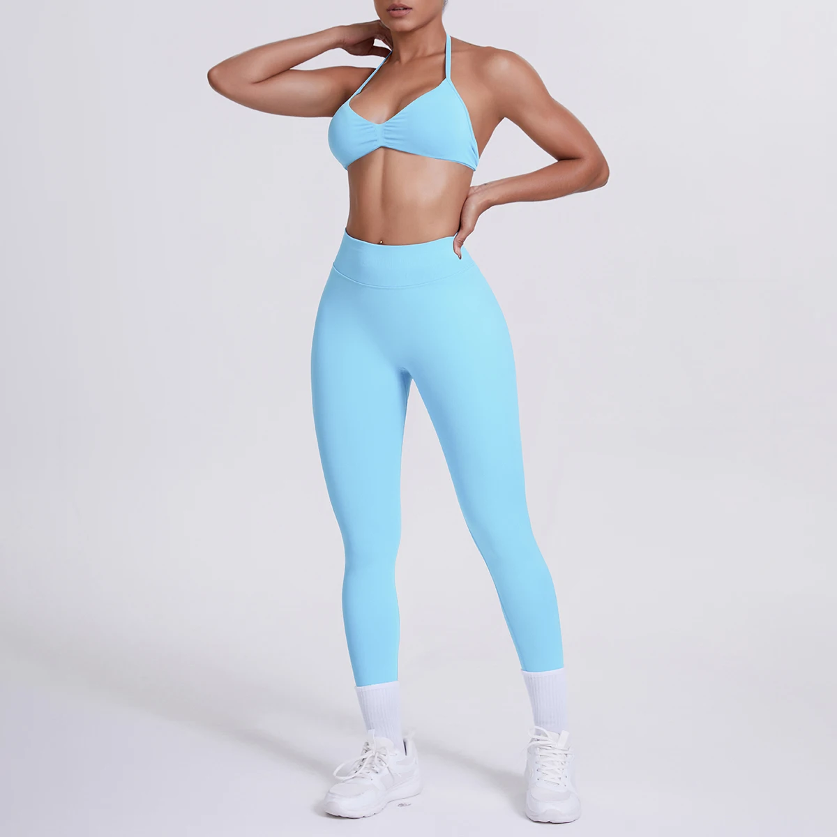 Women 2pcs Patchwork Sport Yoga Suit Training Sleeveless Sport Gym Tops Tummy Control Slimming Booty Leggings Yoga Suit Sports