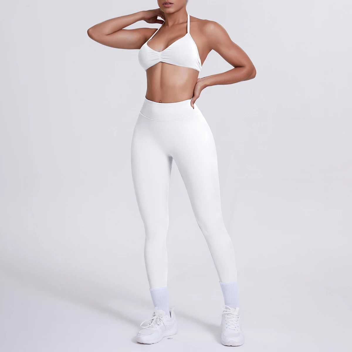 Women 2pcs Patchwork Sport Yoga Suit Training Sleeveless Sport Gym Tops Tummy Control Slimming Booty Leggings Yoga Suit Sports