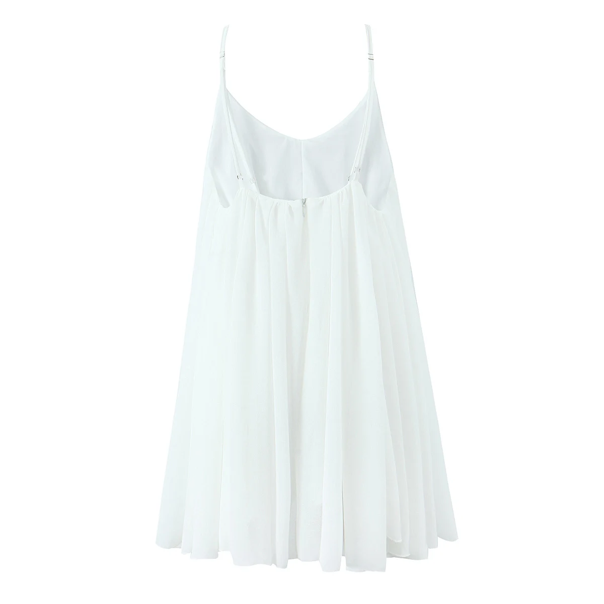 2025 BOHO Women White Big Backless Sling Dress O Neck Back Zipper Loose Swing Mini Short Dresses Holiday Robe