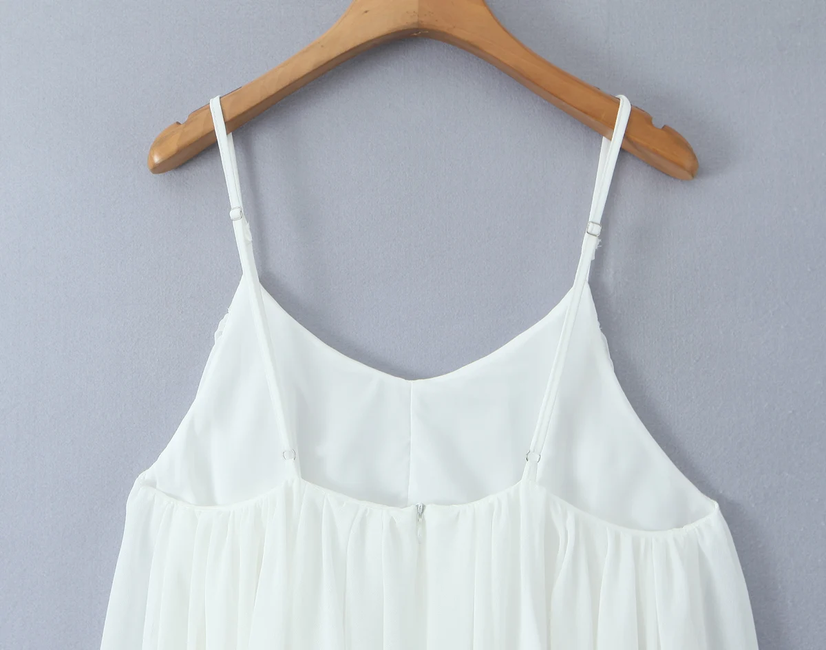 2025 BOHO Women White Big Backless Sling Dress O Neck Back Zipper Loose Swing Mini Short Dresses Holiday Robe