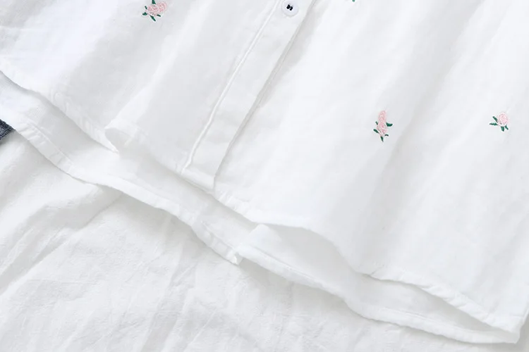 2026 Spring Autumn New Fresh Cotton Yarn Ladies Long Sleeve Shirt Flower Embroidered Women's Casual Shirt Female Blouse Clothes