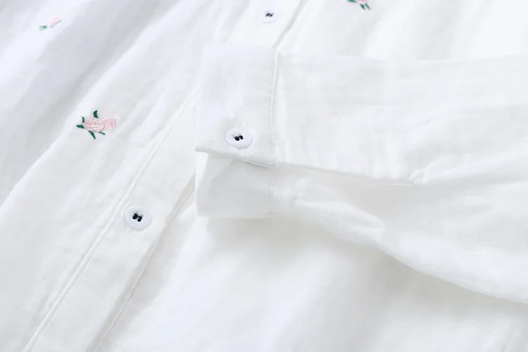 2026 Spring Autumn New Fresh Cotton Yarn Ladies Long Sleeve Shirt Flower Embroidered Women's Casual Shirt Female Blouse Clothes