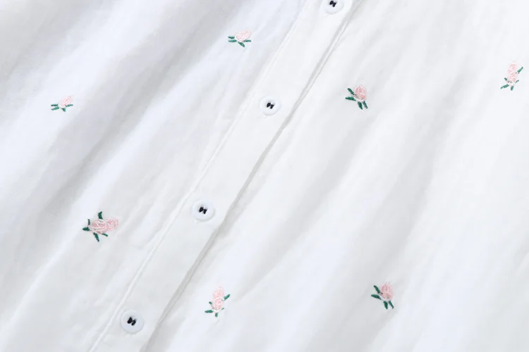 2026 Spring Autumn New Fresh Cotton Yarn Ladies Long Sleeve Shirt Flower Embroidered Women's Casual Shirt Female Blouse Clothes