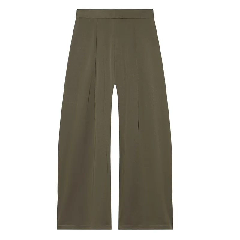 HXAO Women's Pants Baggy Wide Pants For Woman Minimalist Pleated Stripe Casual Pants Women Office Green Oversize Suit Trousers