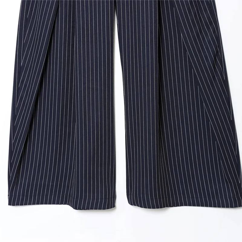 HXAO Women's Pants Baggy Wide Pants For Woman Minimalist Pleated Stripe Casual Pants Women Office Green Oversize Suit Trousers