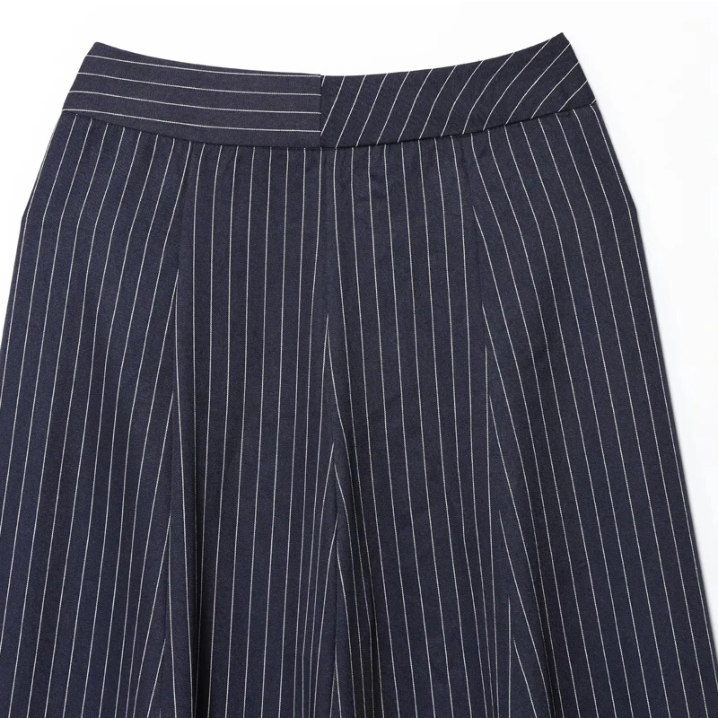 HXAO Women's Pants Baggy Wide Pants For Woman Minimalist Pleated Stripe Casual Pants Women Office Green Oversize Suit Trousers