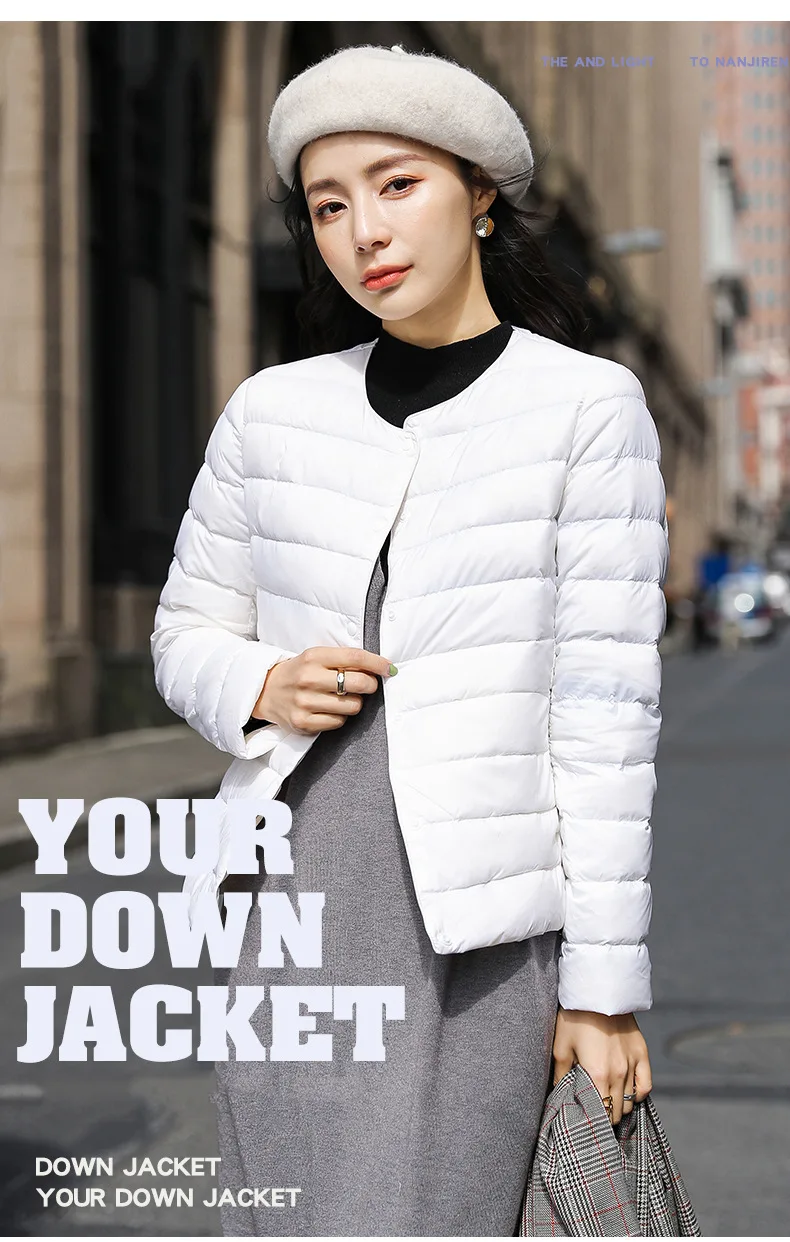 2026 New Arrivals Autumn Winter Warm Women White Duck Down Slim Jackets Female Fashion Ultra Lightweight Packable Puffer Coats