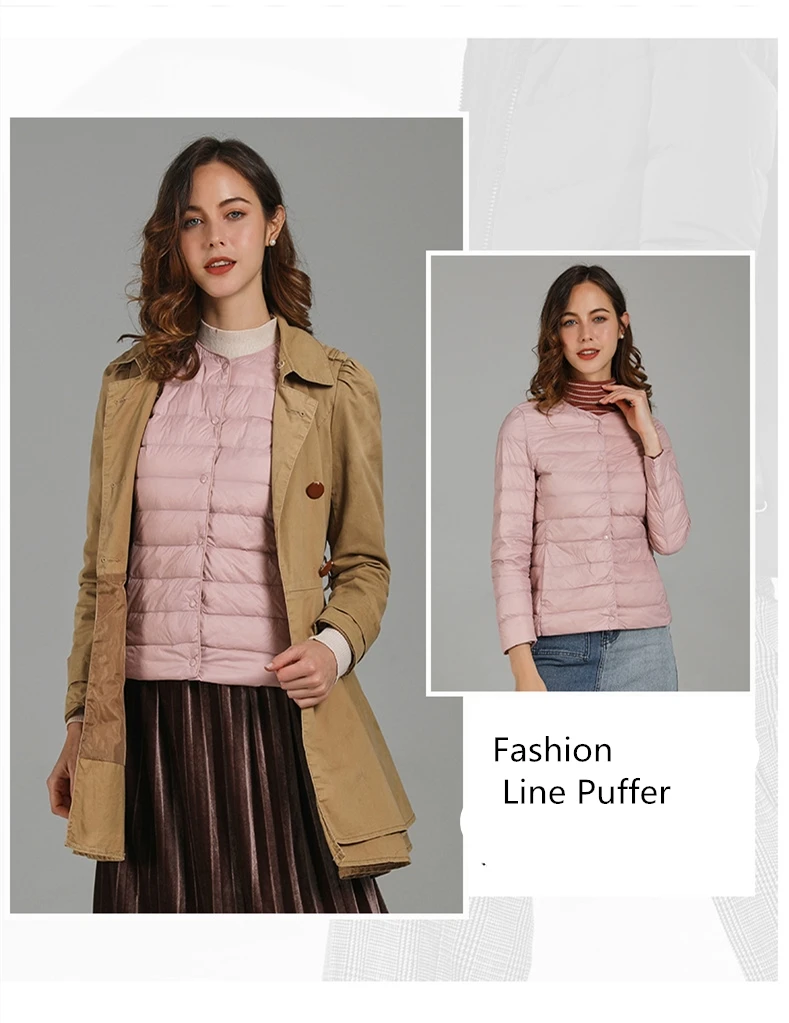 2026 New Arrivals Autumn Winter Warm Women White Duck Down Slim Jackets Female Fashion Ultra Lightweight Packable Puffer Coats