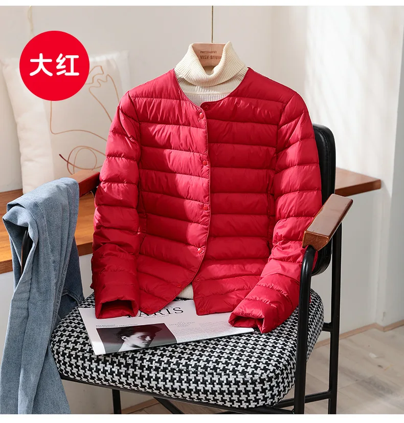 2026 New Arrivals Autumn Winter Warm Women White Duck Down Slim Jackets Female Fashion Ultra Lightweight Packable Puffer Coats