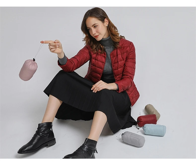 2026 New Arrivals Autumn Winter Warm Women White Duck Down Slim Jackets Female Fashion Ultra Lightweight Packable Puffer Coats