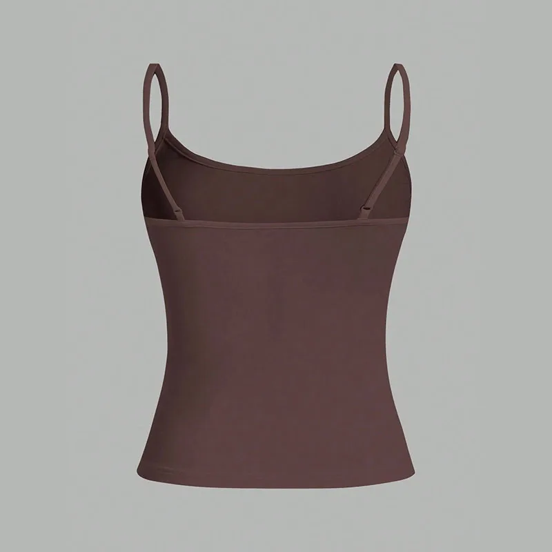 Women Tank Top Strap Slim Top for Summer Fashion Versatile Casual Breathable Micro Elastic Fabric Sleeveless Strap Top