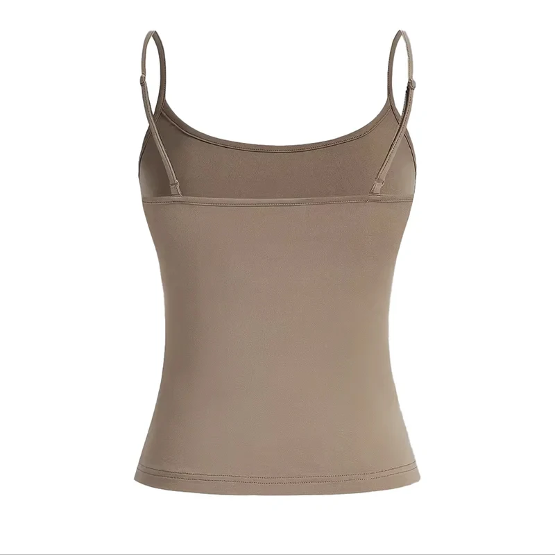 Women Tank Top Strap Slim Top for Summer Fashion Versatile Casual Breathable Micro Elastic Fabric Sleeveless Strap Top