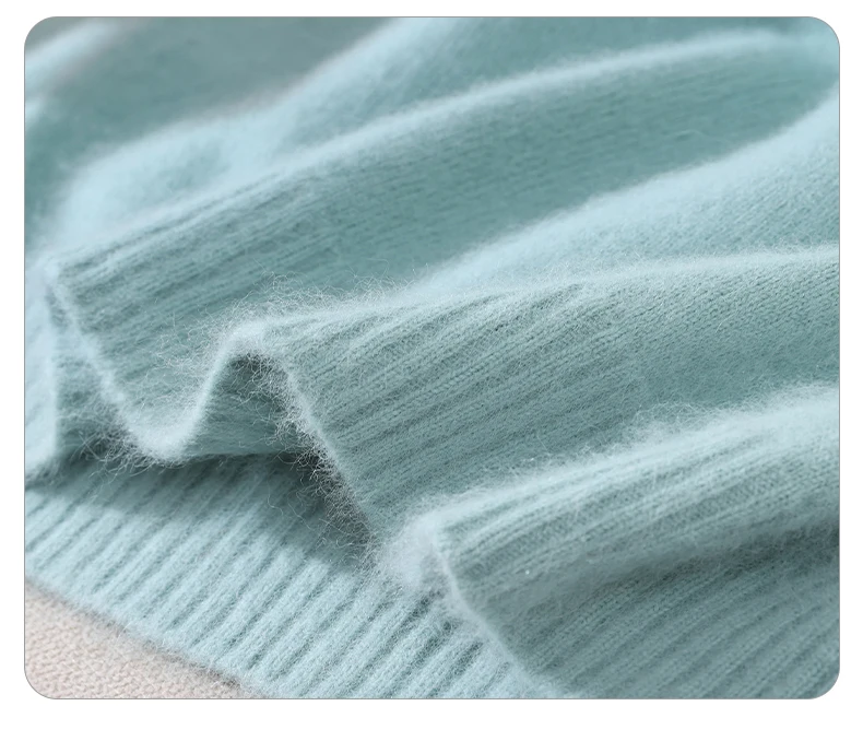 Autumn And Winter New 100% Mink Cashmere Sweater Ladies' High Lapel Solid Color Padded Pullover Wool Knitted Bottoming Shirt