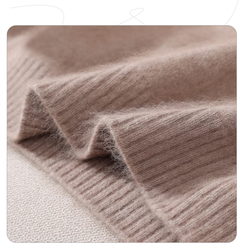Autumn And Winter New 100% Mink Cashmere Sweater Ladies' High Lapel Solid Color Padded Pullover Wool Knitted Bottoming Shirt
