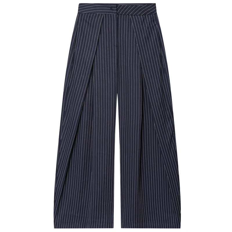 HXAO Striped Pleated Pants Women's Autumn 2025 Ladies Baggy Wide Leg High Waist Casual Oversize Trousers Harem Pants