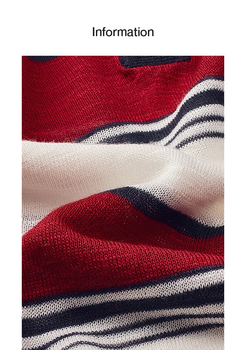 TOYOUTH Women Slub Linen Knit Tops 2026 Spring New Sporty Striped Loose Crew Neck Lightweight Blouses