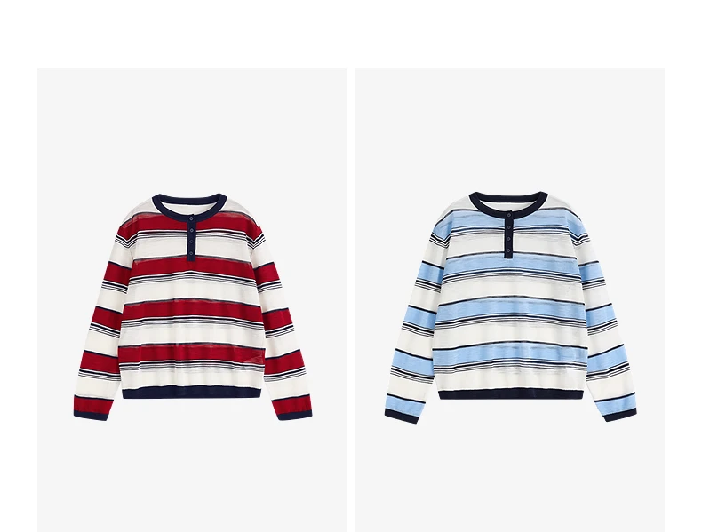 TOYOUTH Women Slub Linen Knit Tops 2026 Spring New Sporty Striped Loose Crew Neck Lightweight Blouses