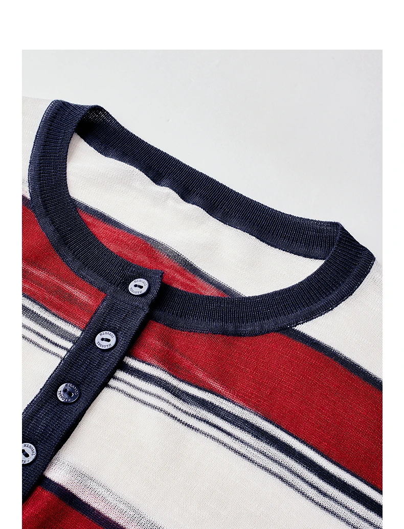 TOYOUTH Women Slub Linen Knit Tops 2026 Spring New Sporty Striped Loose Crew Neck Lightweight Blouses