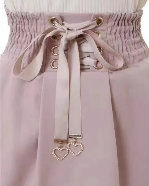Japanese Sweet Lolita Style Mini Skirt Women Retro Elegant Lace Bandage Party Cake Skirts Female Gothic Y2k Metal Buckle Skirts
