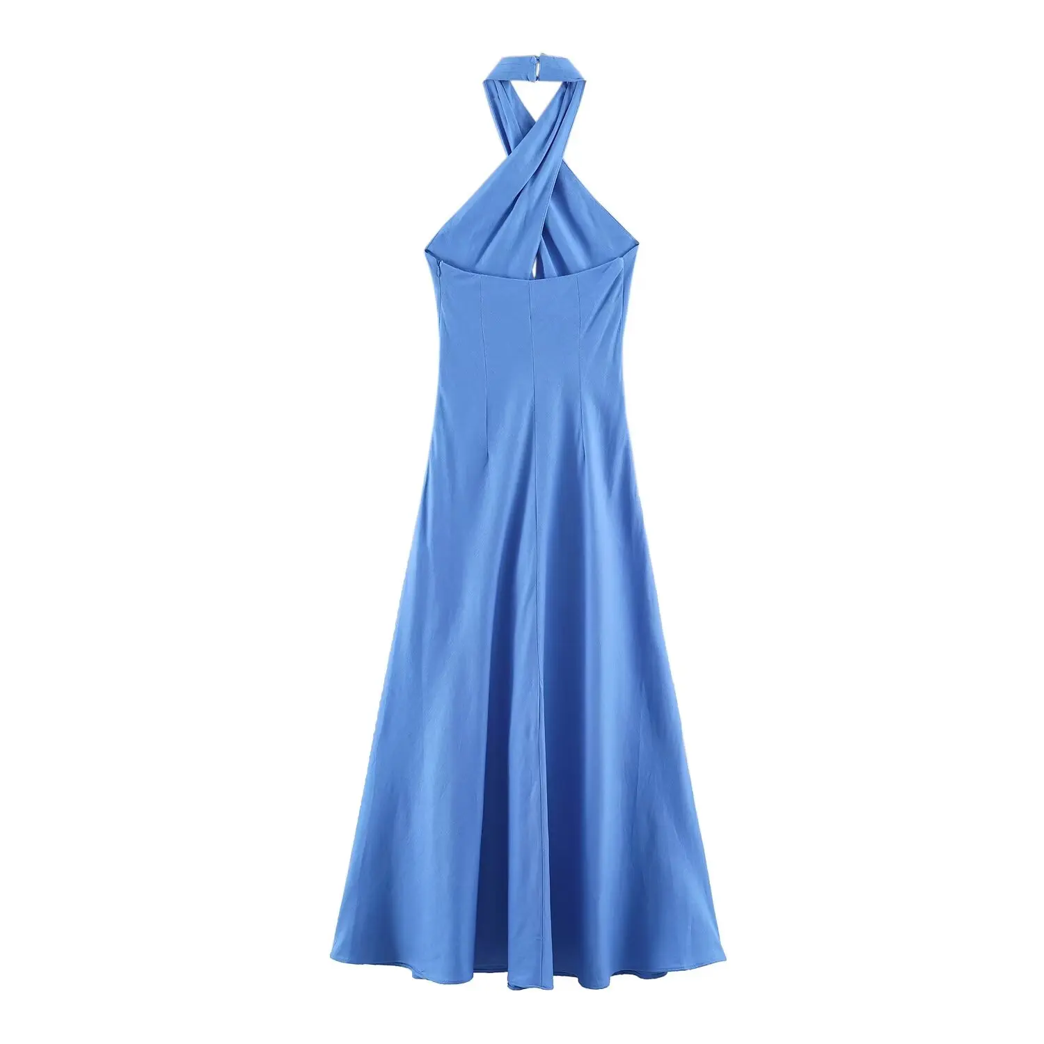 KONDALA Women Elegant Crossed Halter Slim Long Dress 2026 Summer Trendy Holiday Chic Backless Dress Female Romantic Dinner Dress