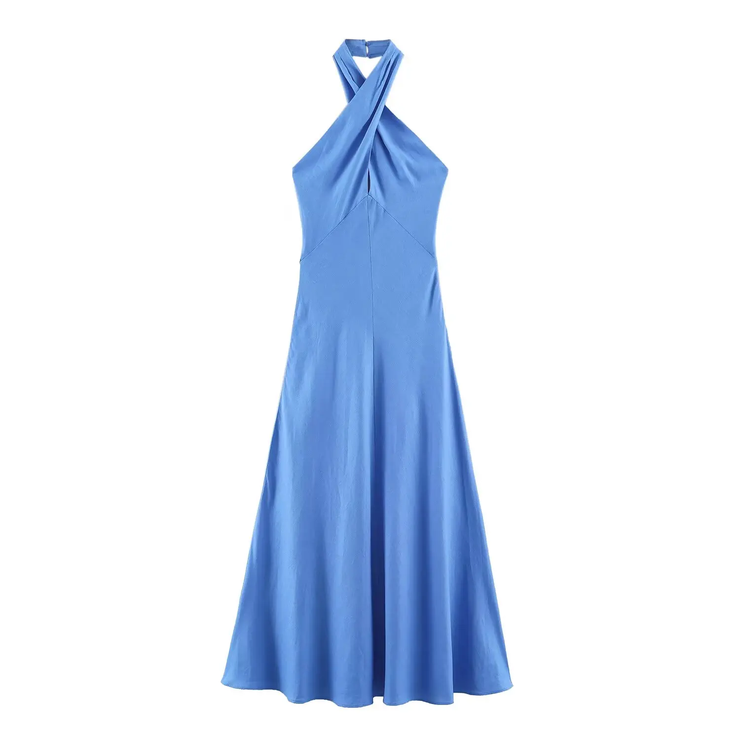KONDALA Women Elegant Crossed Halter Slim Long Dress 2026 Summer Trendy Holiday Chic Backless Dress Female Romantic Dinner Dress
