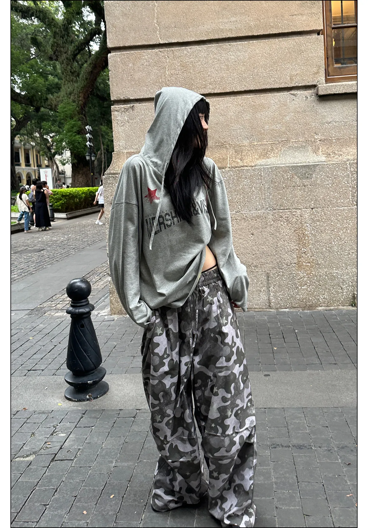 Tonngirls Y2k Vintage T-shirt Women Casual Loose Print Graphic Tops Hooded Japanese 2000s Grunge Tops Streetwear Aesthetic Tops