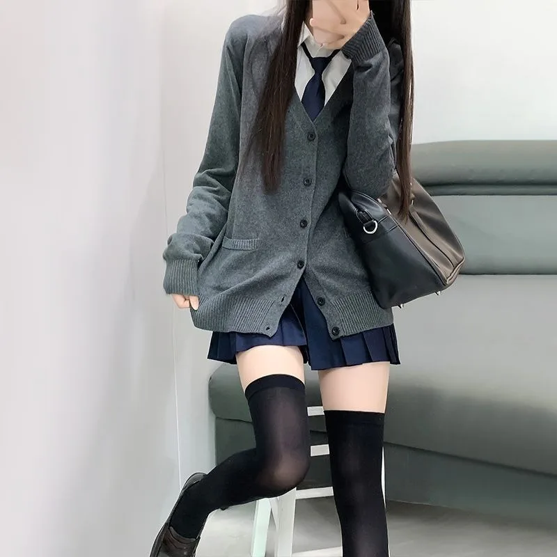 Mikasa cosplay pink cardigan sweater, Japanese cardigan V-neck knit sweater jacket is perfect for JK uniform matching