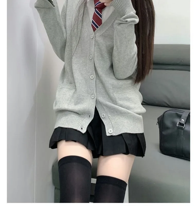 Mikasa cosplay pink cardigan sweater, Japanese cardigan V-neck knit sweater jacket is perfect for JK uniform matching
