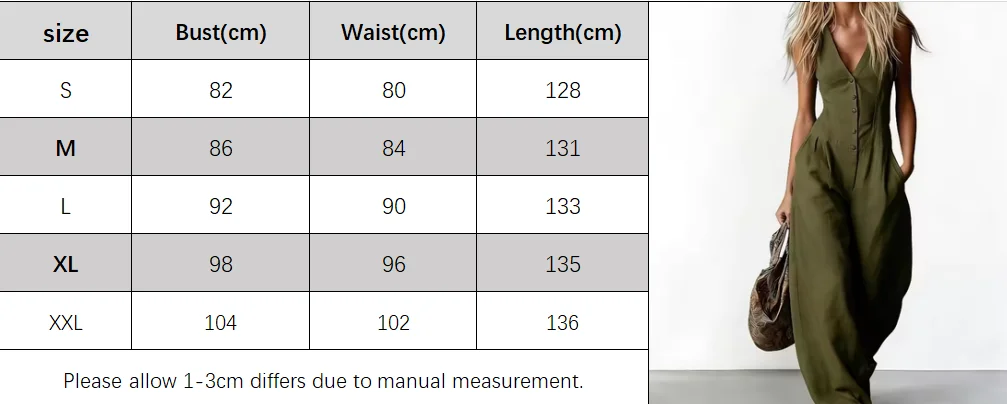 Women V Neck Spaghetti Strap Jumpsuit High Waist Pleated Wide Leg Long Pants with Pockets Casual Vacation Solid Overalls