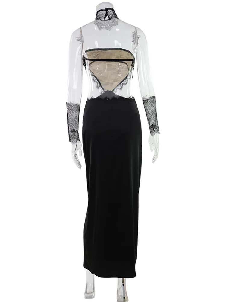 CNYISHE Hollow Out Strapless Lace Patchwork Hip Wrap Sexy Club Women Dresses Sheath Bodycon Fashion Female Outfits Party Slim