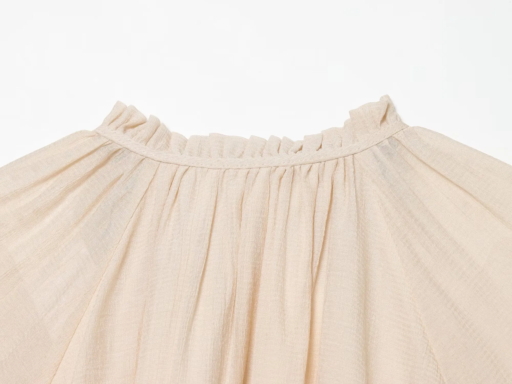 NLZGMSJ 2026 Summer Casual Women Suit O-neck Wrinkle Effect Short Blouse Zipper Long Straight Skirt Fashion Holiday Sets