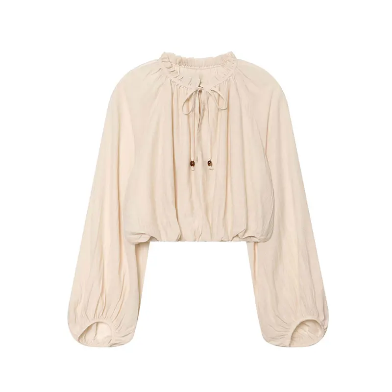 NLZGMSJ 2026 Summer Casual Women Suit O-neck Wrinkle Effect Short Blouse Zipper Long Straight Skirt Fashion Holiday Sets