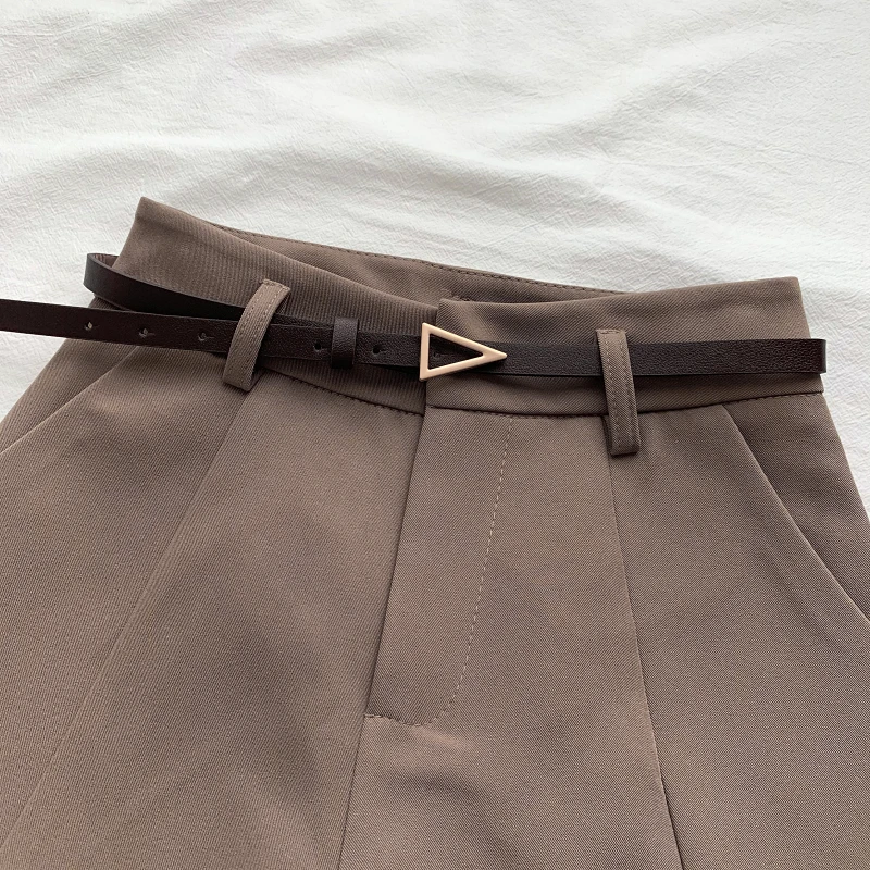 ITOOLIN Casual Women's Shorts A-line High Waist Short Chic Office Lady Shorts With Belted Vintage Female Trousers Spring Summer