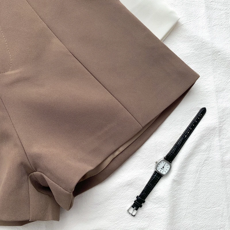 ITOOLIN Casual Women's Shorts A-line High Waist Short Chic Office Lady Shorts With Belted Vintage Female Trousers Spring Summer