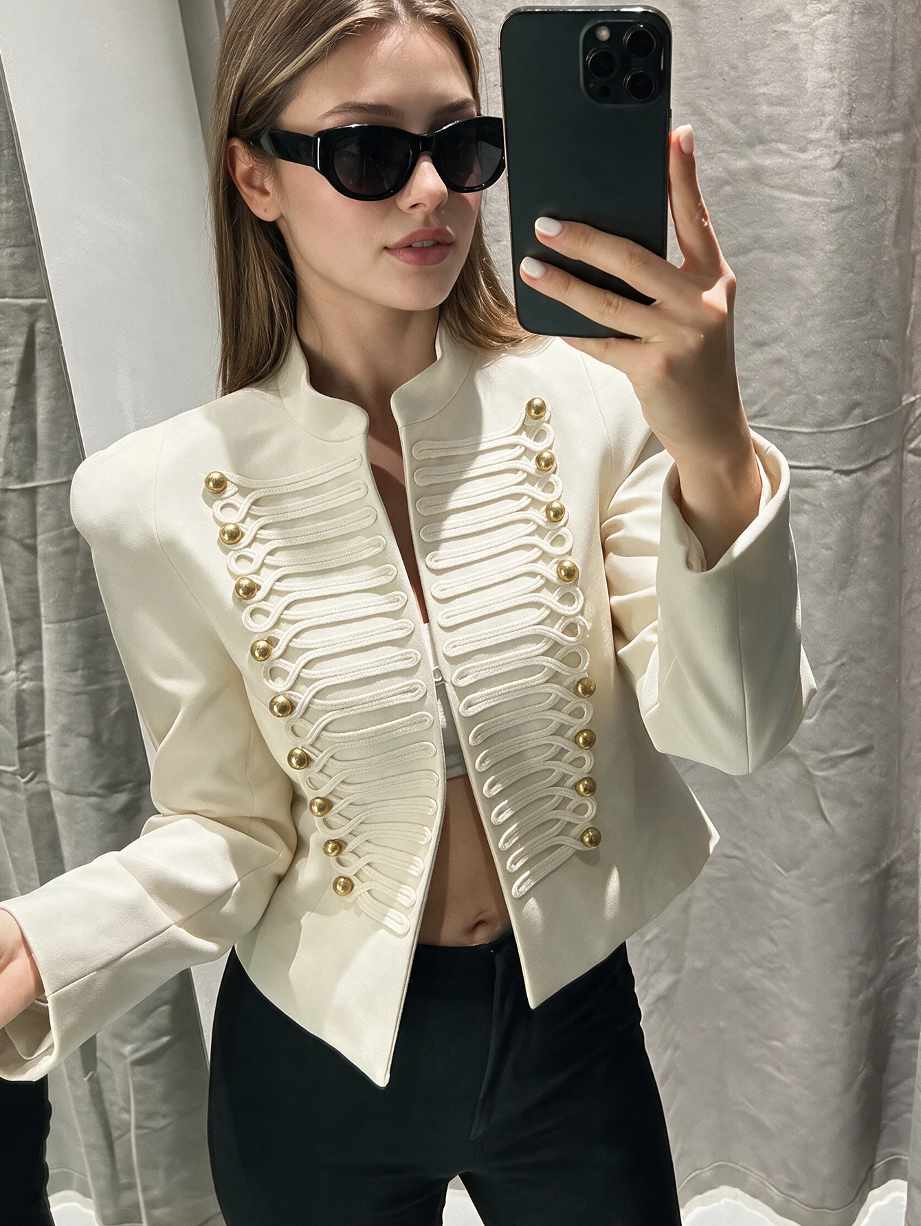 Women Vintage Slim Jacket Spring Women Trends Elegant Napoleon Jackets Ladies High Street Chic Shoulder Padded Blazer