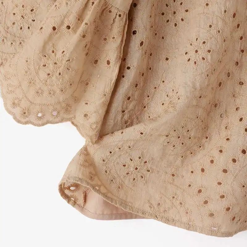 ZANZEA 3/4 Ruffle Sleeve Loose Blusa Women Hollow Out Lace Patchwork Solid Color Tops Everyday 2024 Summer Casual Elegant Blouse
