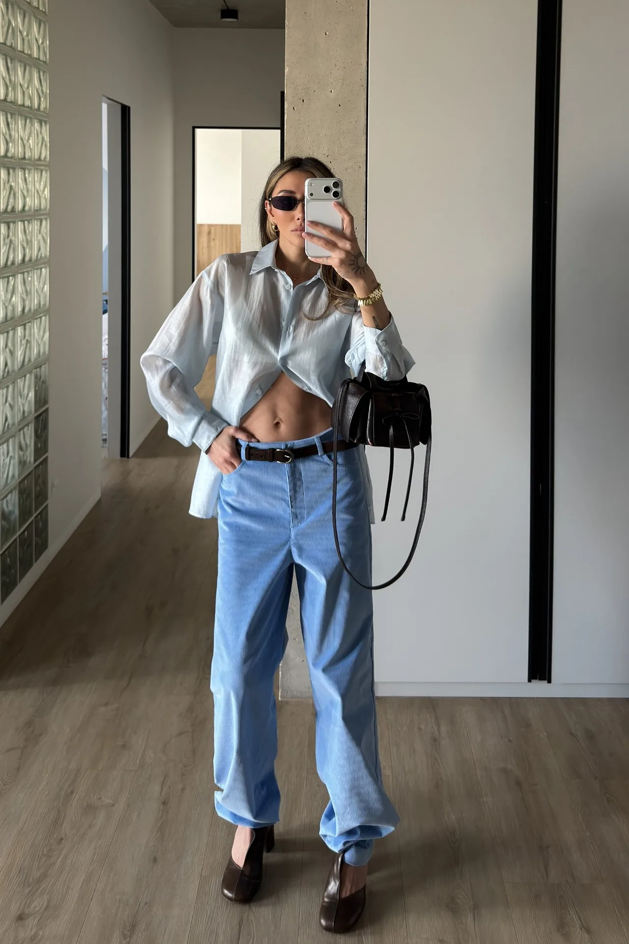 Llinar Semi-transparent Shirt Spring Autumn Women's Loose Shirt Office Lady Solid Color Versatile Top Long Sleeved Lyocell Shirt