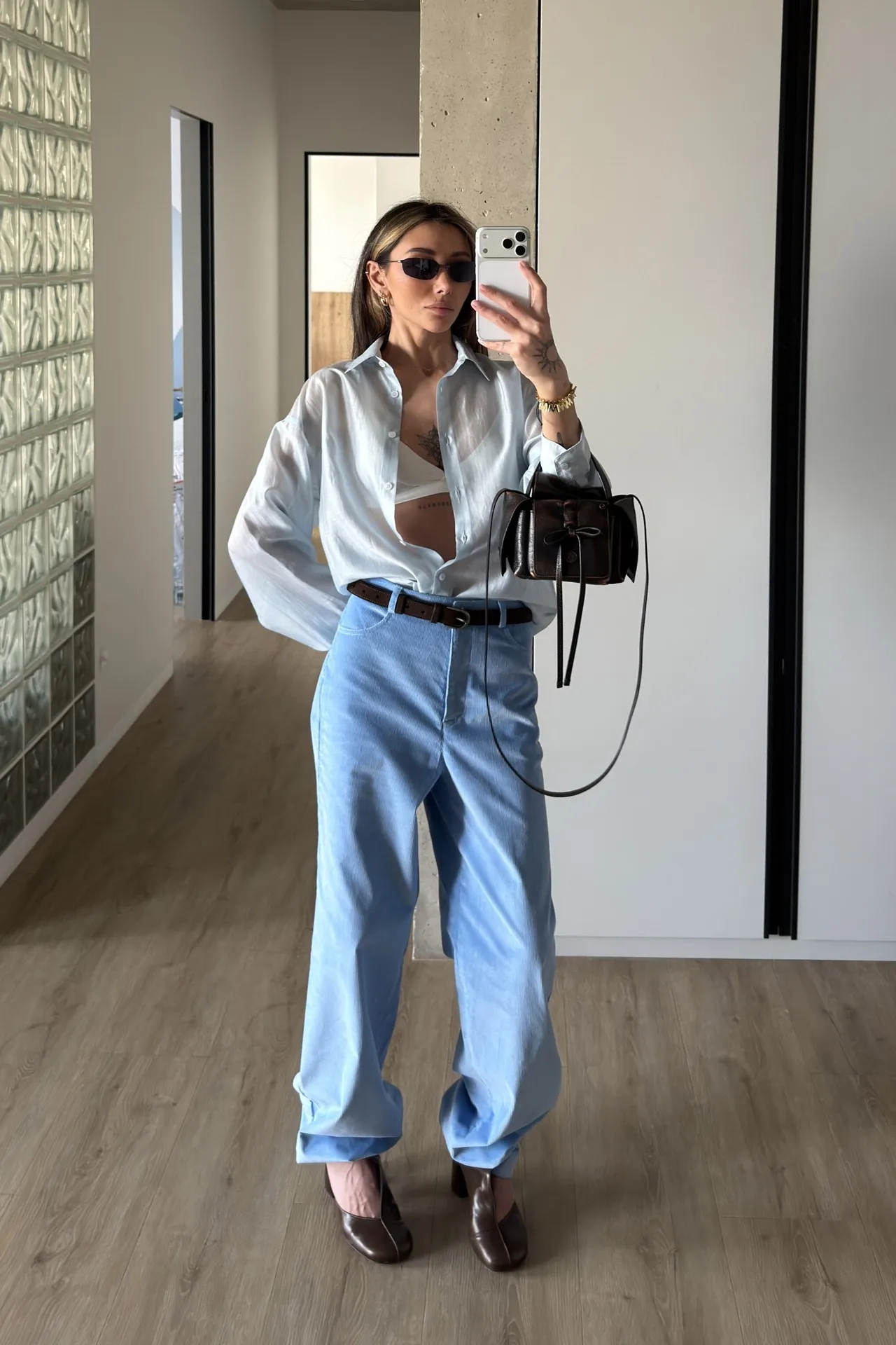 Llinar Semi-transparent Shirt Spring Autumn Women's Loose Shirt Office Lady Solid Color Versatile Top Long Sleeved Lyocell Shirt