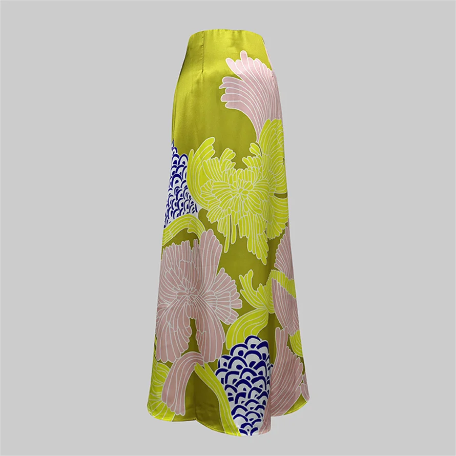 Yeezzi Women Vintage Elegant Flower Printed Batwing Sleeves Blouses & High Waisted Party Evening A-Line Skirts Sold Separately