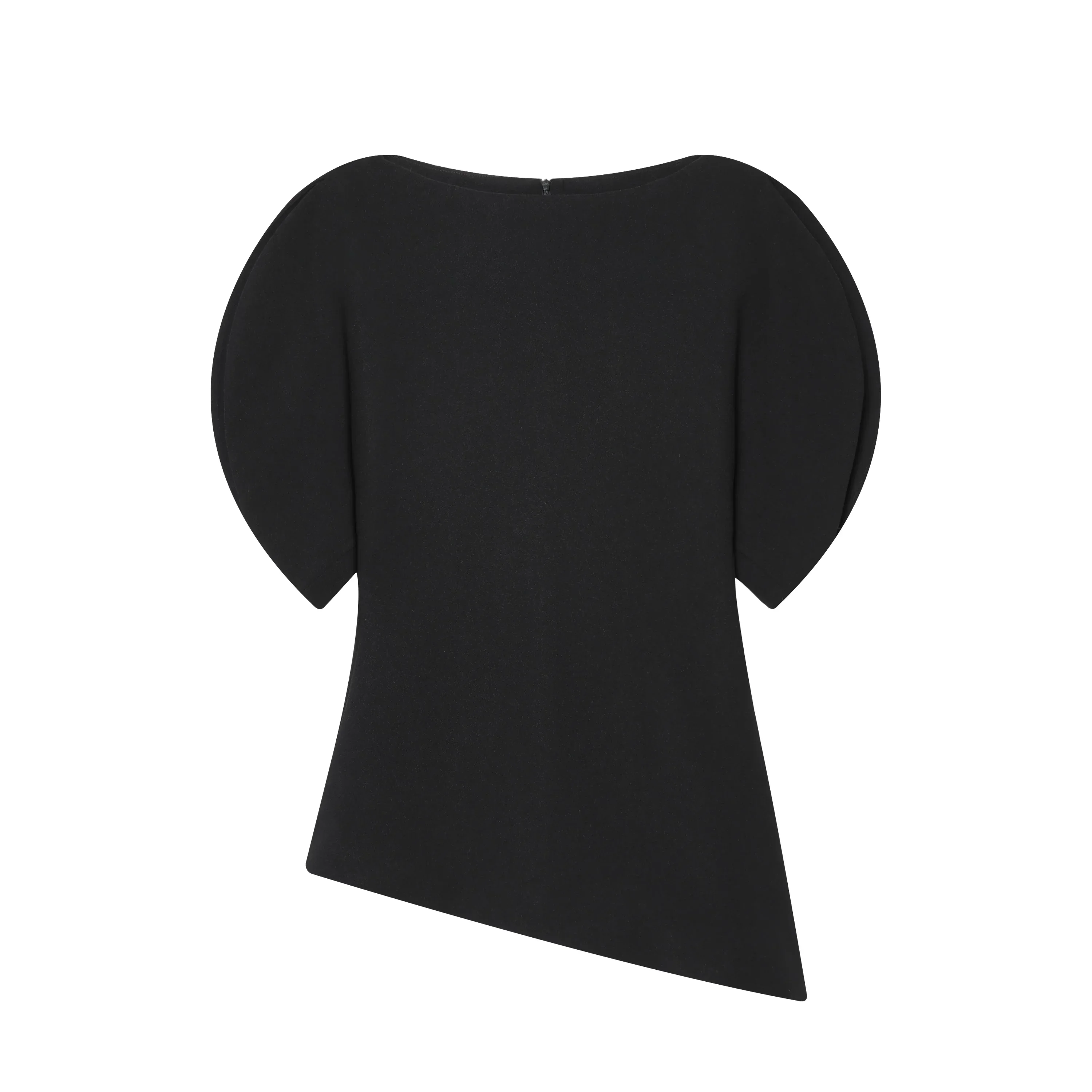 HH Women Casual Loose T-Shirts Asymmetrical Hem Blouse Short Puff Sleeve Shirt Elegant Woman Summer Party Vacation White Tops