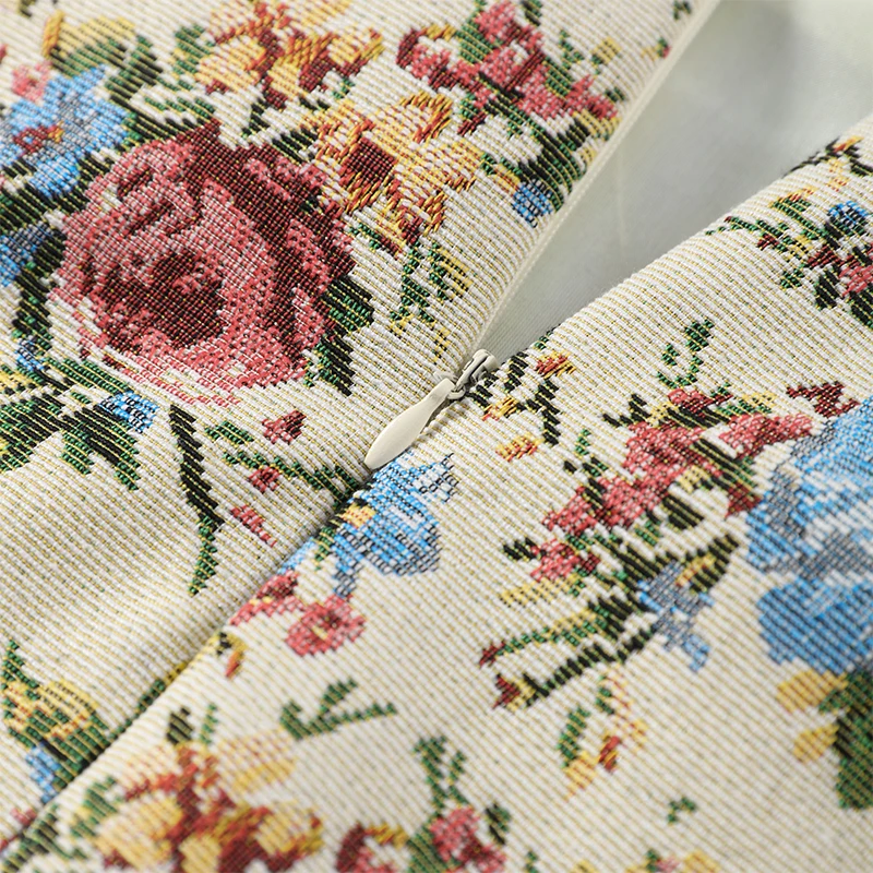 Vintage Floral Printed Jacket Mandarin Collar Long Sleeve Single Breasted Cropped Straight Coats Women Autumn Outfit Streetwear