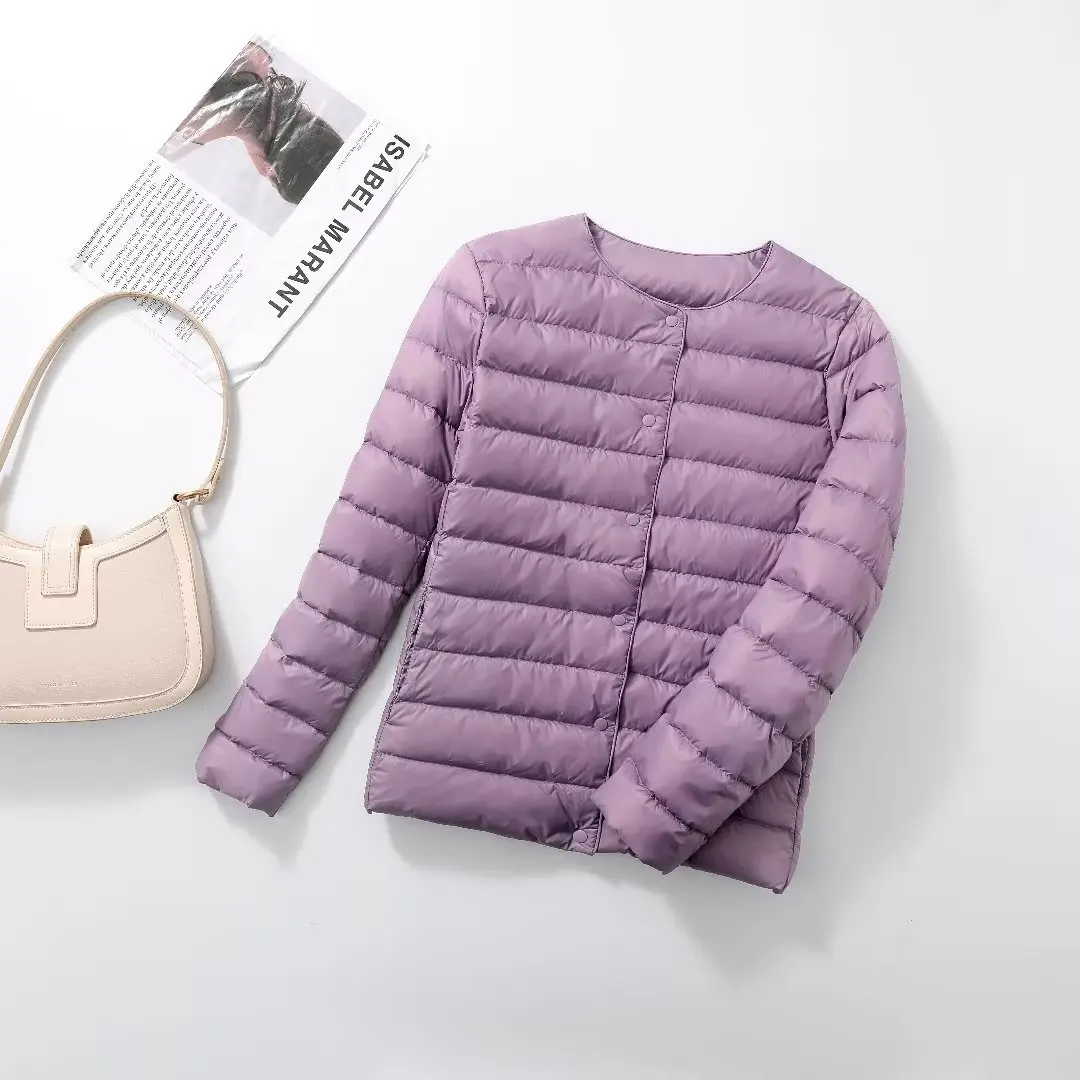 NewBang Matt Fabric Light Jacket Female Ultra Light Down Jacket Women Slim Windbreaker Without Collar Lightweight Warm Coat