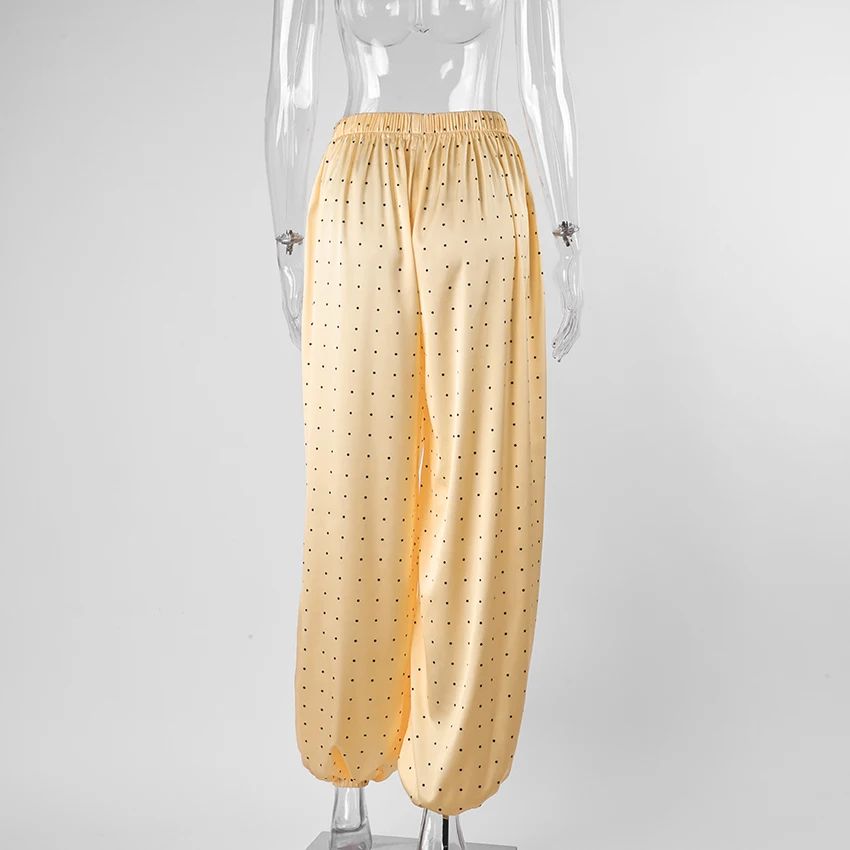 Linad Elegant Satin Long Lantern Pants For Woman 2026 Street Chic High Waist Trousers Spring Vintage Loose Ankle Length Pants