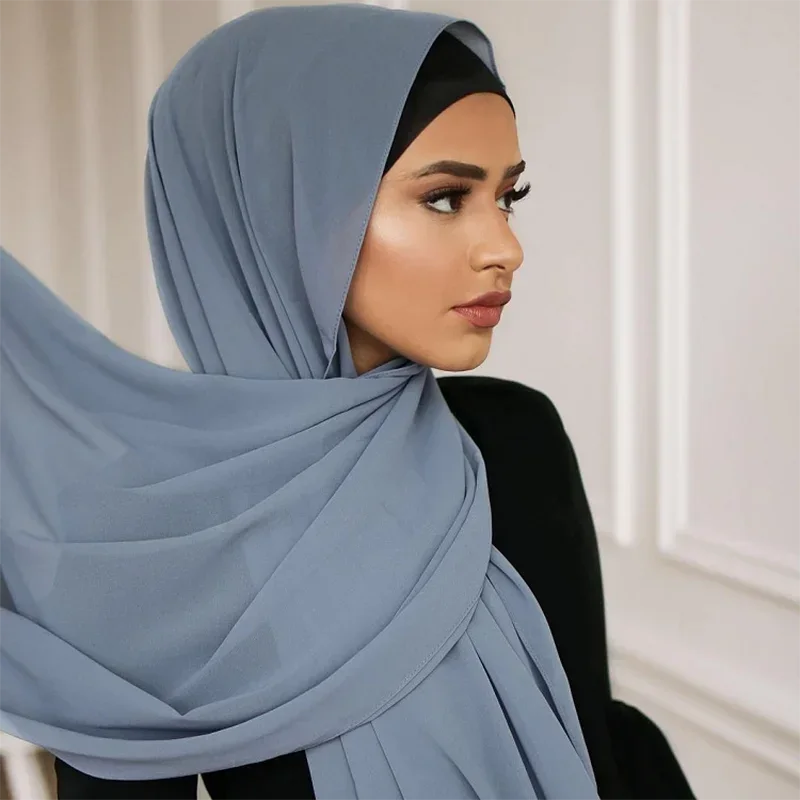 Muslim Chiffon Hijab Scarf Women Long Solid Color Head Wrap For Women Hijabs Scarves Ladies Muslim Veil Jersey Hijabs