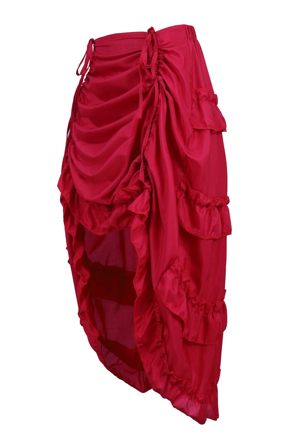 Steampunk Women Skirts Gothic Irregular Shirring Pleated Party Maxi Long Skirt High Low Costumes Punk Sexy Corset Plus Size Red
