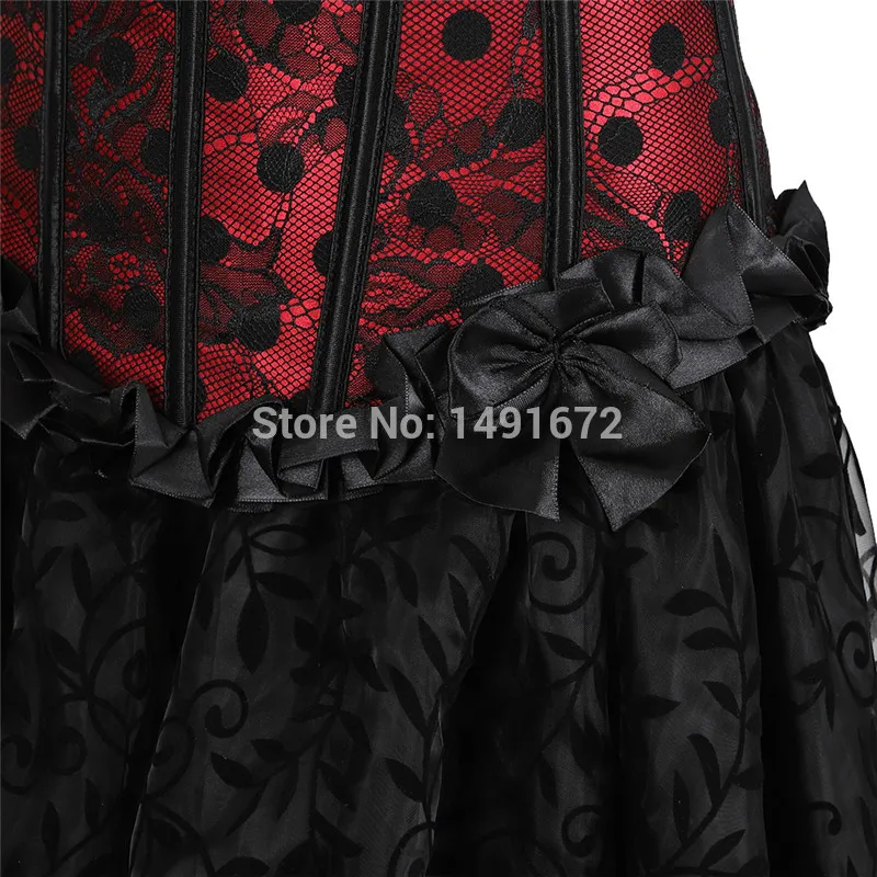 Steampunk Women Skirts Gothic Irregular Shirring Pleated Party Maxi Long Skirt High Low Costumes Punk Sexy Corset Plus Size Red