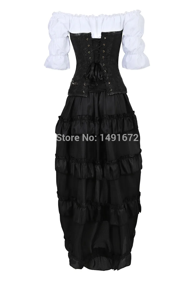 Steampunk Women Skirts Gothic Irregular Shirring Pleated Party Maxi Long Skirt High Low Costumes Punk Sexy Corset Plus Size Red