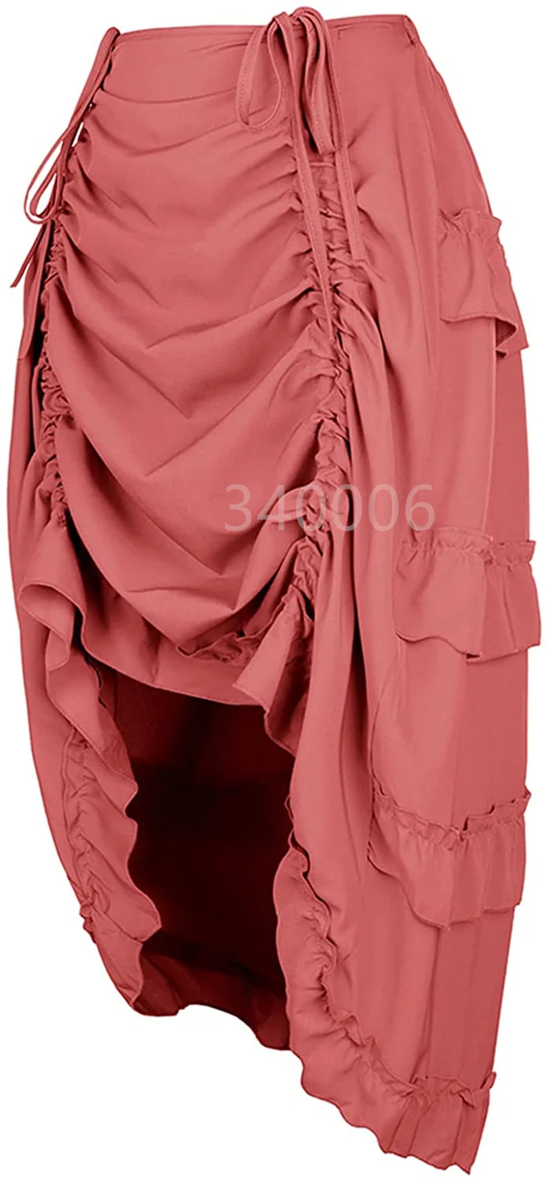 Steampunk Women Skirts Gothic Irregular Shirring Pleated Party Maxi Long Skirt High Low Costumes Punk Sexy Corset Plus Size Red