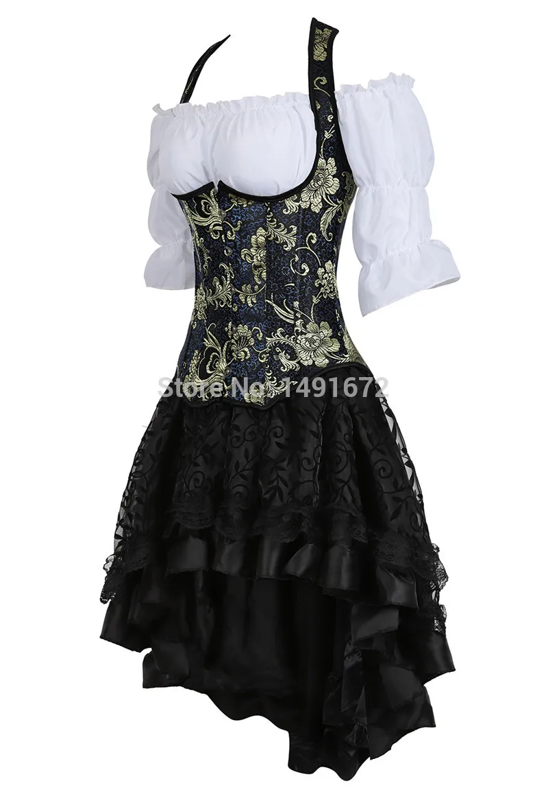 Steampunk Women Skirts Gothic Irregular Shirring Pleated Party Maxi Long Skirt High Low Costumes Punk Sexy Corset Plus Size Red