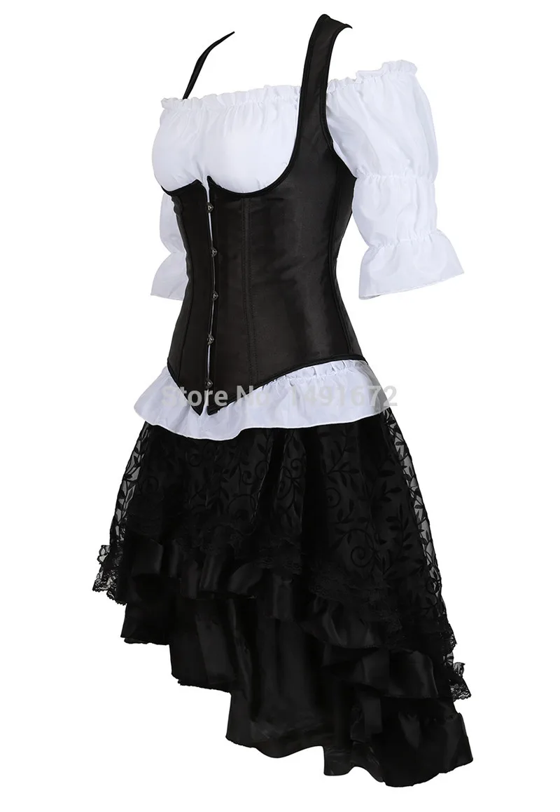 Steampunk Women Skirts Gothic Irregular Shirring Pleated Party Maxi Long Skirt High Low Costumes Punk Sexy Corset Plus Size Red
